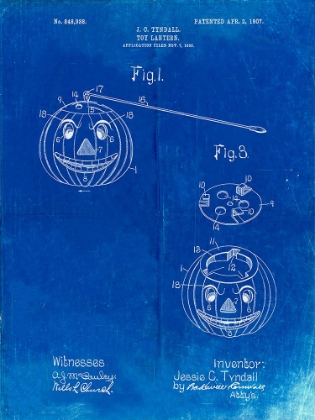 Picture of PP1106-FADED BLUEPRINT TOY LANTERN POSTE PATENT