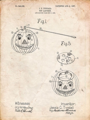 Picture of PP1106-VINTAGE PARCHMENT TOY LANTERN POSTE PATENT