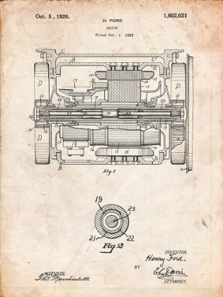 Picture of PP1110-VINTAGE PARCHMENT TRAIN TRANSMISSION PATENT POSTER