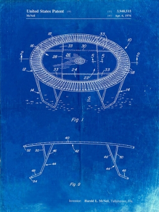 Picture of PP1111-FADED BLUEPRINT TRAMPOLINE PATENT POSTER