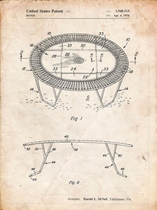 Picture of PP1111-VINTAGE PARCHMENT TRAMPOLINE PATENT POSTER