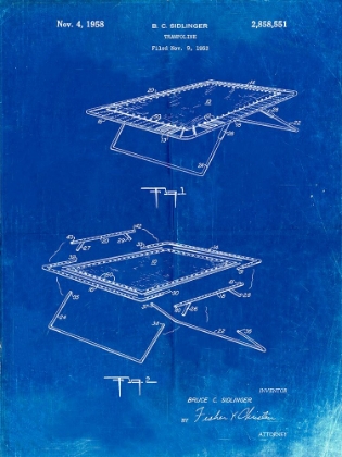 Picture of PP1112-FADED BLUEPRINT TRAMPOLINE POSTER 