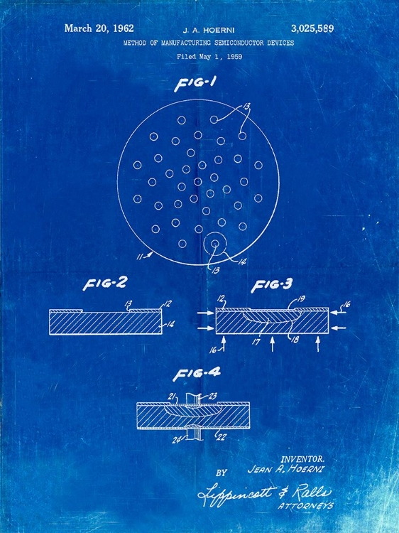 Picture of PP1113-FADED BLUEPRINT TRANSISTOR SEMICONDUCTOR PATENT POSTER