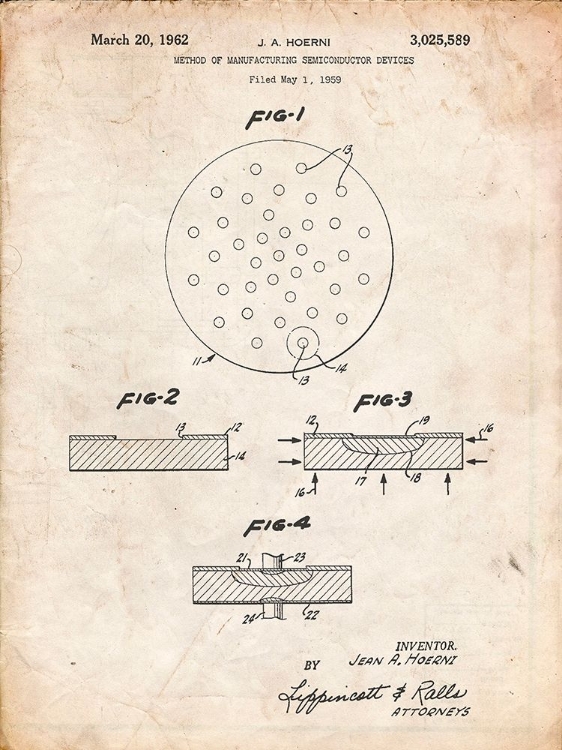 Picture of PP1113-VINTAGE PARCHMENT TRANSISTOR SEMICONDUCTOR PATENT POSTER