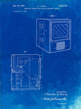 Picture of PP1115-FADED BLUEPRINT TUBE TELEVISION PATENT POSTER