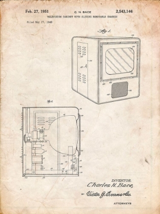 Picture of PP1115-VINTAGE PARCHMENT TUBE TELEVISION PATENT POSTER