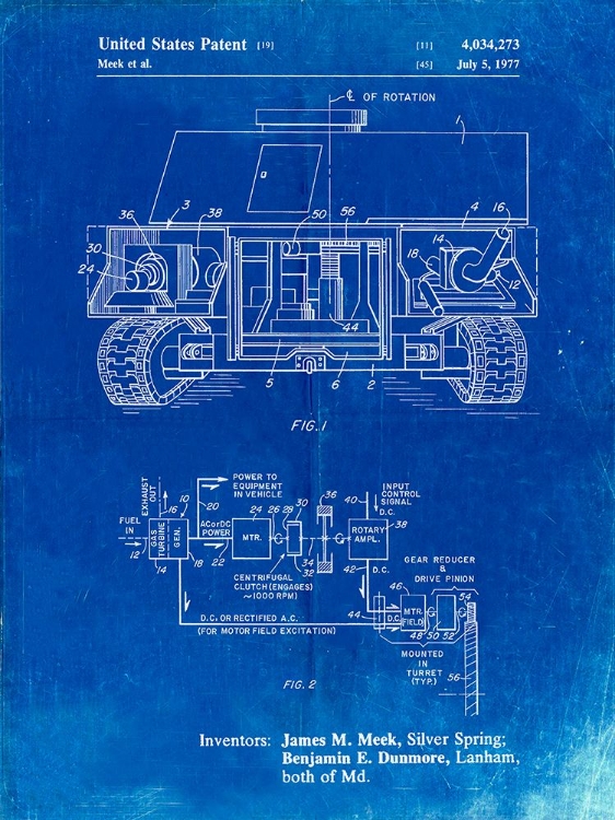 Picture of PP1116-FADED BLUEPRINT TURRET DRIVE SYSTEM PATENT POSTER