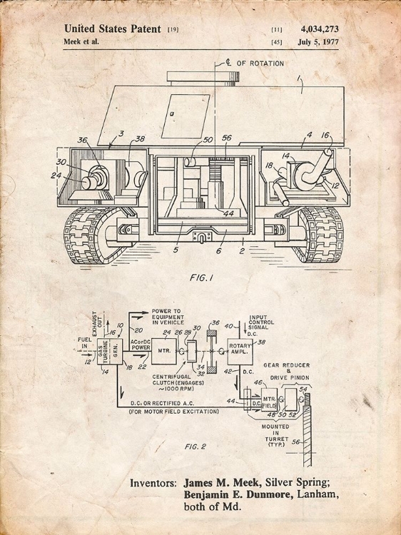 Picture of PP1116-VINTAGE PARCHMENT TURRET DRIVE SYSTEM PATENT POSTER