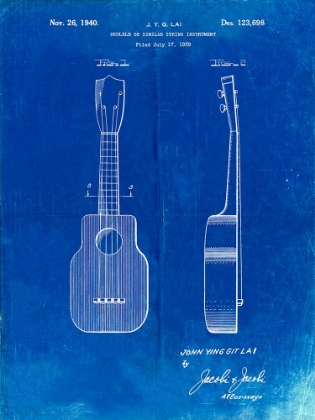Picture of PP1117-FADED BLUEPRINT UKULELE PATENT POSTER