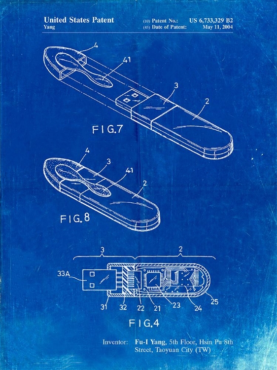 Picture of PP1120-FADED BLUEPRINT USB FLASH DRIVE PATENT POSTER