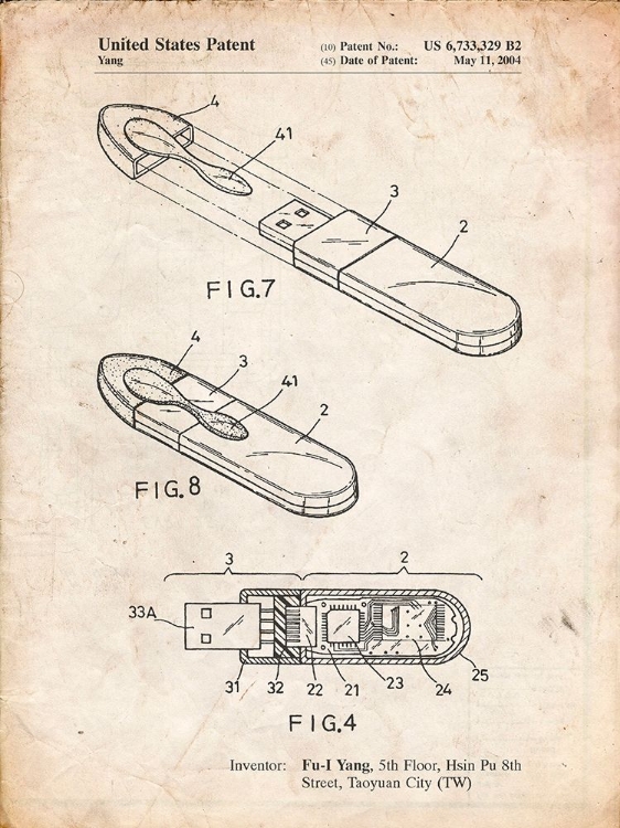 Picture of PP1120-VINTAGE PARCHMENT USB FLASH DRIVE PATENT POSTER