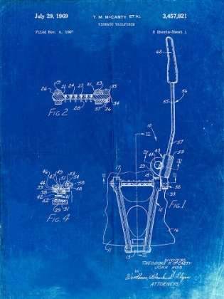 Picture of PP1122-FADED BLUEPRINT VIBRATO TAILPIECE PATENT WALL ART POSTER