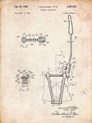 Picture of PP1122-VINTAGE PARCHMENT VIBRATO TAILPIECE PATENT WALL ART POSTER