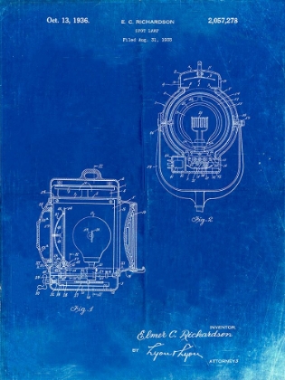 Picture of PP1123-FADED BLUEPRINT VINTAGE MOVIE SET LIGHT PATENT POSTER