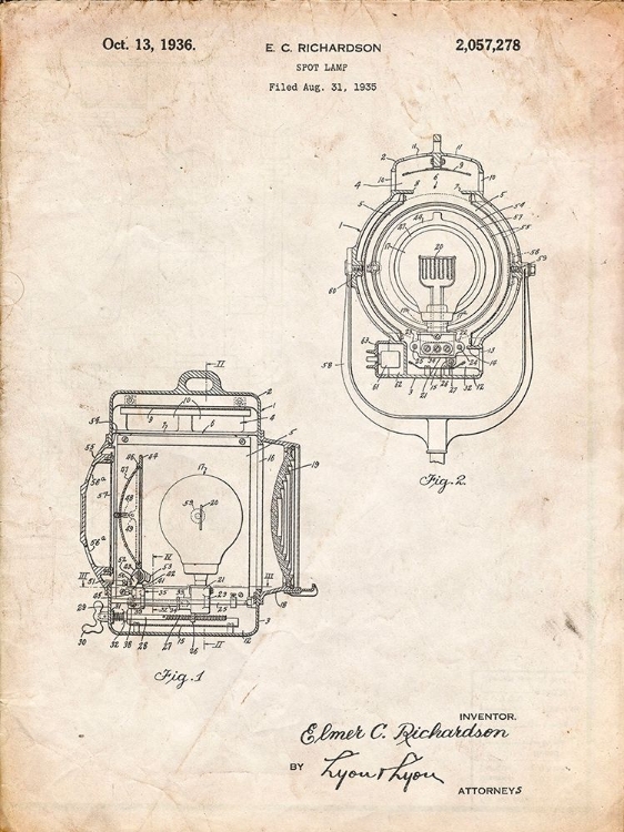 Picture of PP1123-VINTAGE PARCHMENT VINTAGE MOVIE SET LIGHT PATENT POSTER