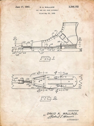 Picture of PP1124-VINTAGE PARCHMENT VINTAGE SKIS PATENT POSTER