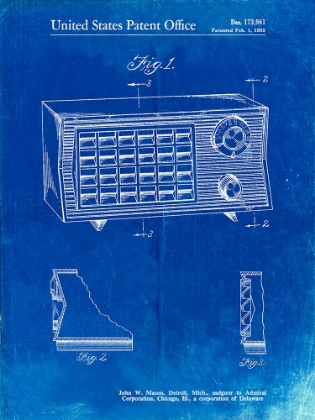 Picture of PP1126-FADED BLUEPRINT VINTAGE TABLE RADIO PATENT POSTER