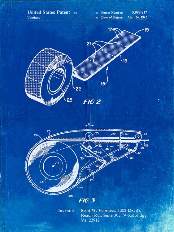 Picture of PP1133-FADED BLUEPRINT WHITE OUT TAPE PATENT POSTER
