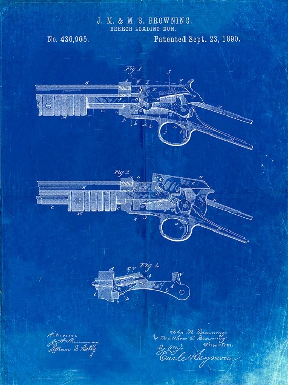 Picture of PP1135-FADED BLUEPRINT WINCHESTER MODEL 1890 GUN PATENT