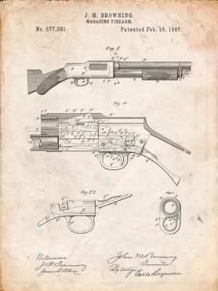 Picture of PP1136-VINTAGE PARCHMENT WINCHESTER MODEL 1897 SHOTGUN