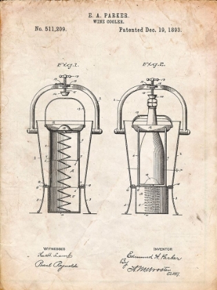 Picture of PP1138-VINTAGE PARCHMENT WINE COOLER 1893 PATENT POSTER