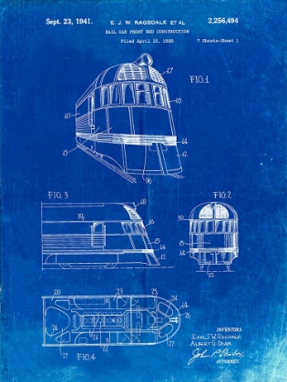 Picture of PP1141-FADED BLUEPRINT ZEPHYR TRAIN PATENT POSTER