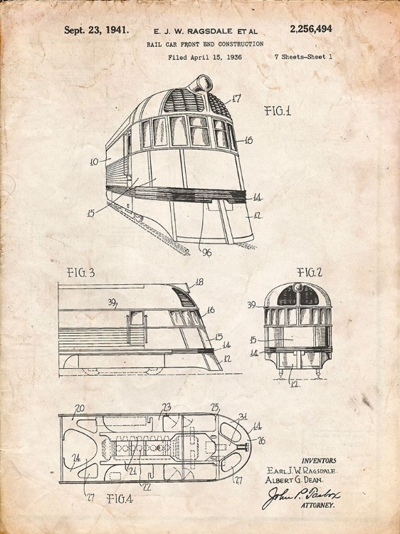 Picture of PP1141-VINTAGE PARCHMENT ZEPHYR TRAIN PATENT POSTER