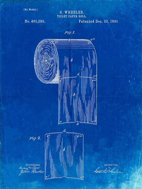 Picture of PP53-FADED BLUEPRINT TOILET PAPER PATENT