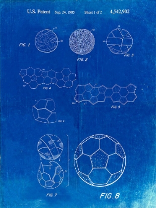 Picture of PP54-FADED BLUEPRINT SOCCER BALL 1985 PATENT POSTER