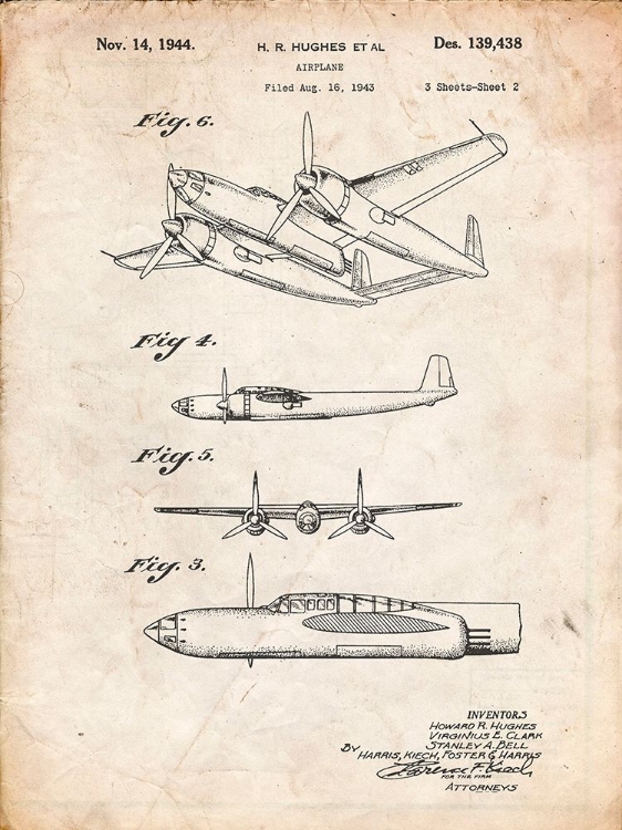 Picture of PP69-VINTAGE PARCHMENT LOCKHEED XP-58 CHAIN LIGHTNING POSTER