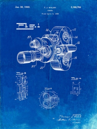 Picture of PP72-FADED BLUEPRINT BELL AND HOWELL COLOR FILTER CAMERA PATENT POSTER