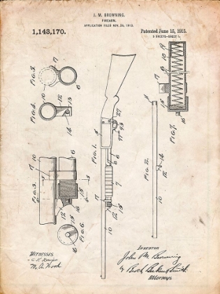 Picture of PP74-VINTAGE PARCHMENT ITHACA SHOTGUN PATENT POSTER