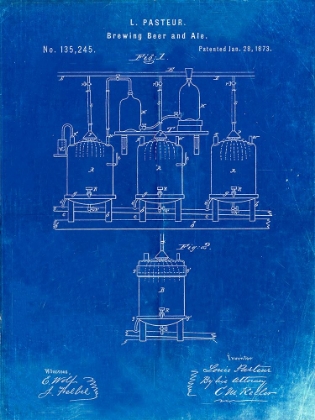 Picture of PP80-FADED BLUEPRINT BREWING BEER AND ALE POSTER