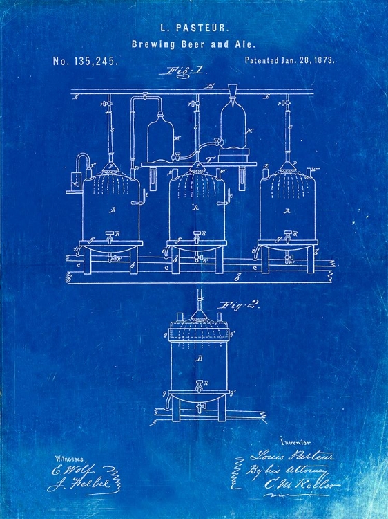 Picture of PP80-FADED BLUEPRINT BREWING BEER AND ALE POSTER