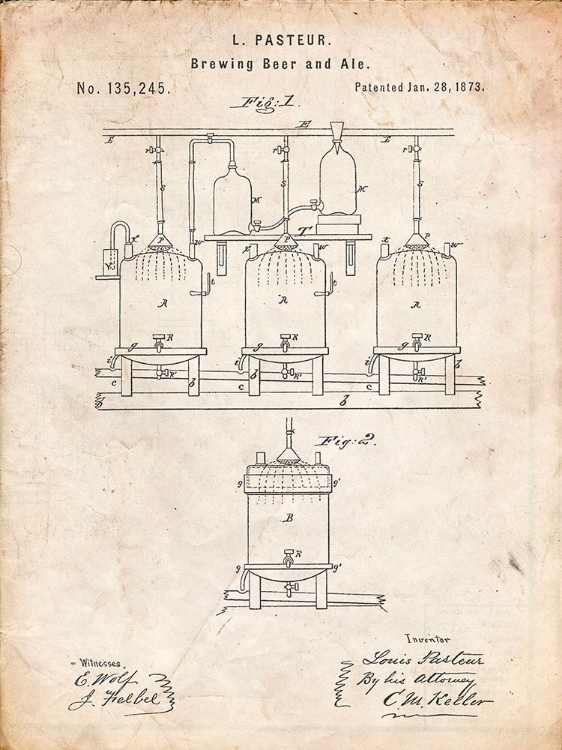 Picture of PP80-VINTAGE PARCHMENT BREWING BEER AND ALE POSTER