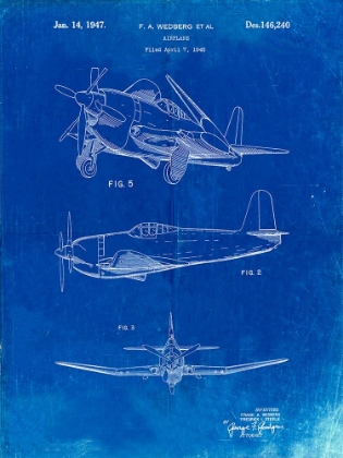 Picture of PP82-FADED BLUEPRINT CONTRA PROPELLER LOW WING AIRPLANE PATENT