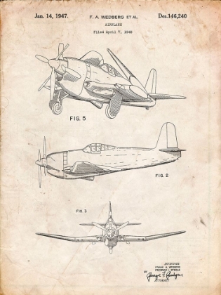 Picture of PP82-VINTAGE PARCHMENT CONTRA PROPELLER LOW WING AIRPLANE PATENT