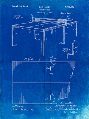 Picture of PP92-FADED BLUEPRINT TABLE TENNIS PATENT POSTER