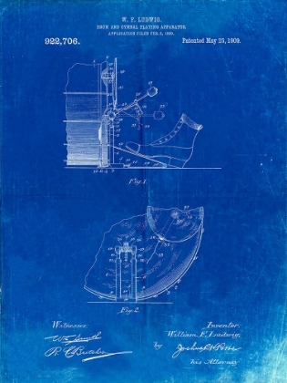 Picture of PP103-FADED BLUEPRINT LUDWIG KICKDRUM AND CYMBAL POSTER