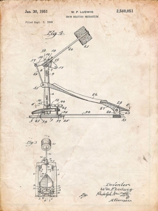 Picture of PP104-VINTAGE PARCHMENT DRUM KICK PEDAL POSTER