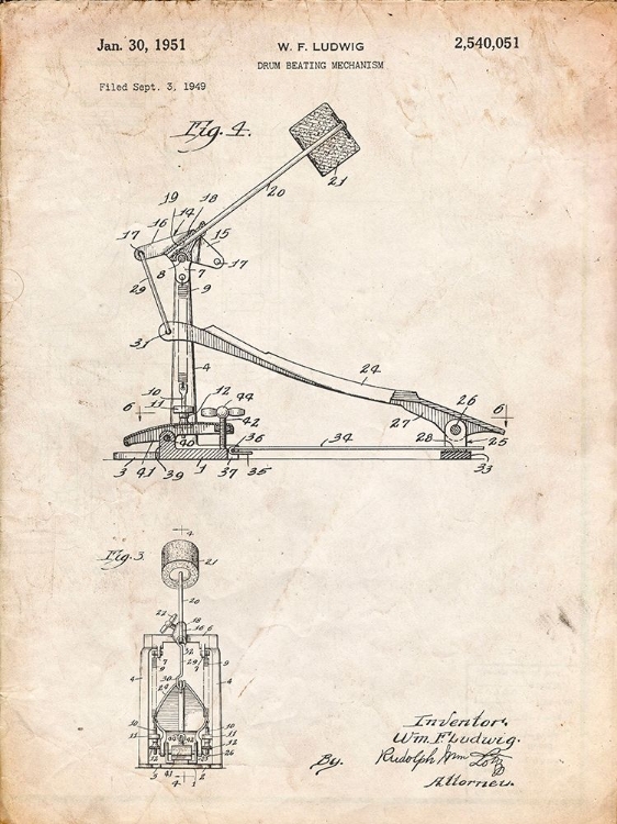 Picture of PP104-VINTAGE PARCHMENT DRUM KICK PEDAL POSTER