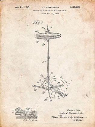 Picture of PP106-VINTAGE PARCHMENT HI HAT CYMBAL STAND AND PEDAL PATENT POSTER