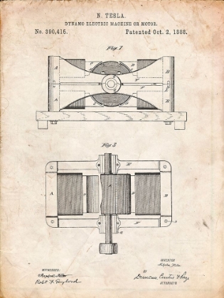 Picture of PP111-VINTAGE PARCHMENT TESLA DYNAMO ELECTRIC MACHINE POSTER