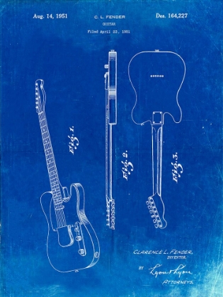 Picture of PP121- FADED BLUEPRINT FENDER BROADCASTER ELECTRIC GUITAR PATENT POSTER
