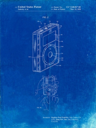 Picture of PP124- FADED BLUEPRINT IPOD CLICK WHEEL PATENT POSTER