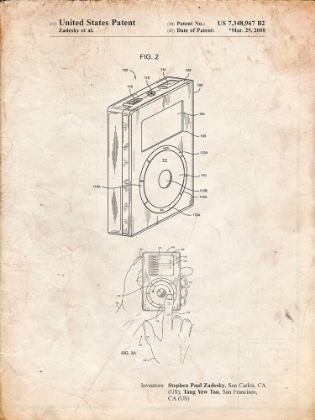 Picture of PP124- VINTAGE PARCHMENT IPOD CLICK WHEEL PATENT POSTER