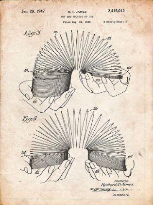 Picture of PP125- VINTAGE PARCHMENT SLINKY TOY PATENT POSTER