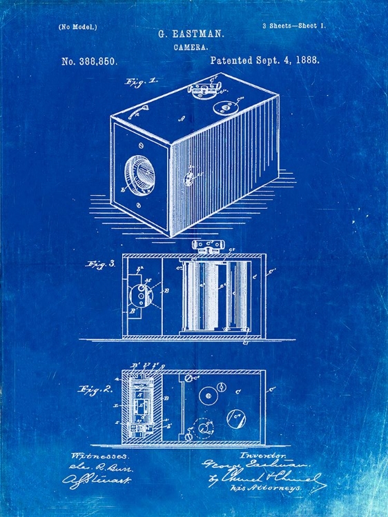 Picture of PP126- FADED BLUEPRINT EASTMAN KODAK CAMERA PATENT POSTER