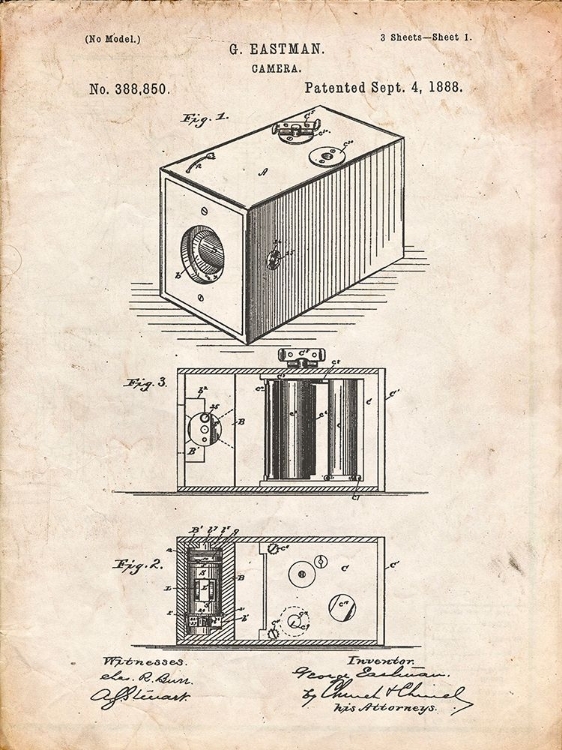 Picture of PP126- VINTAGE PARCHMENT EASTMAN KODAK CAMERA PATENT POSTER