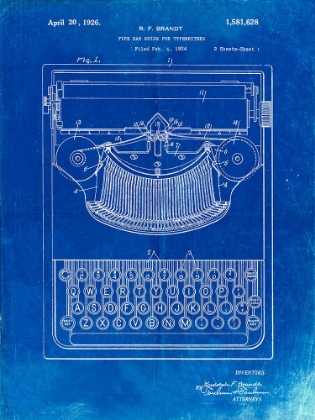 Picture of PP135- FADED BLUEPRINT DAYTON PORTABLE TYPEWRITER PATENT POSTER